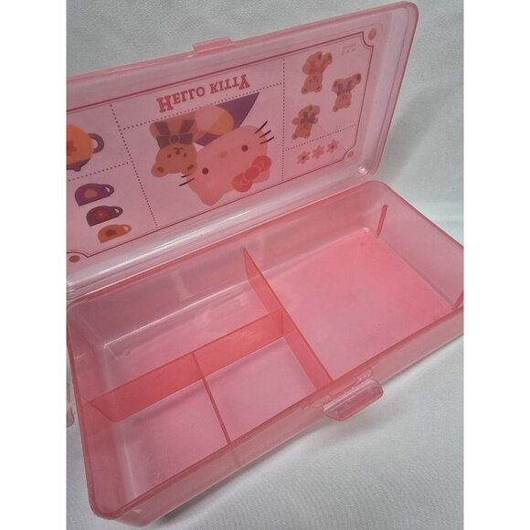 Hello Kitty Sanrio Vintage 1990s Pink Plastic Storage Case With Dividers - Picture 2 of 5